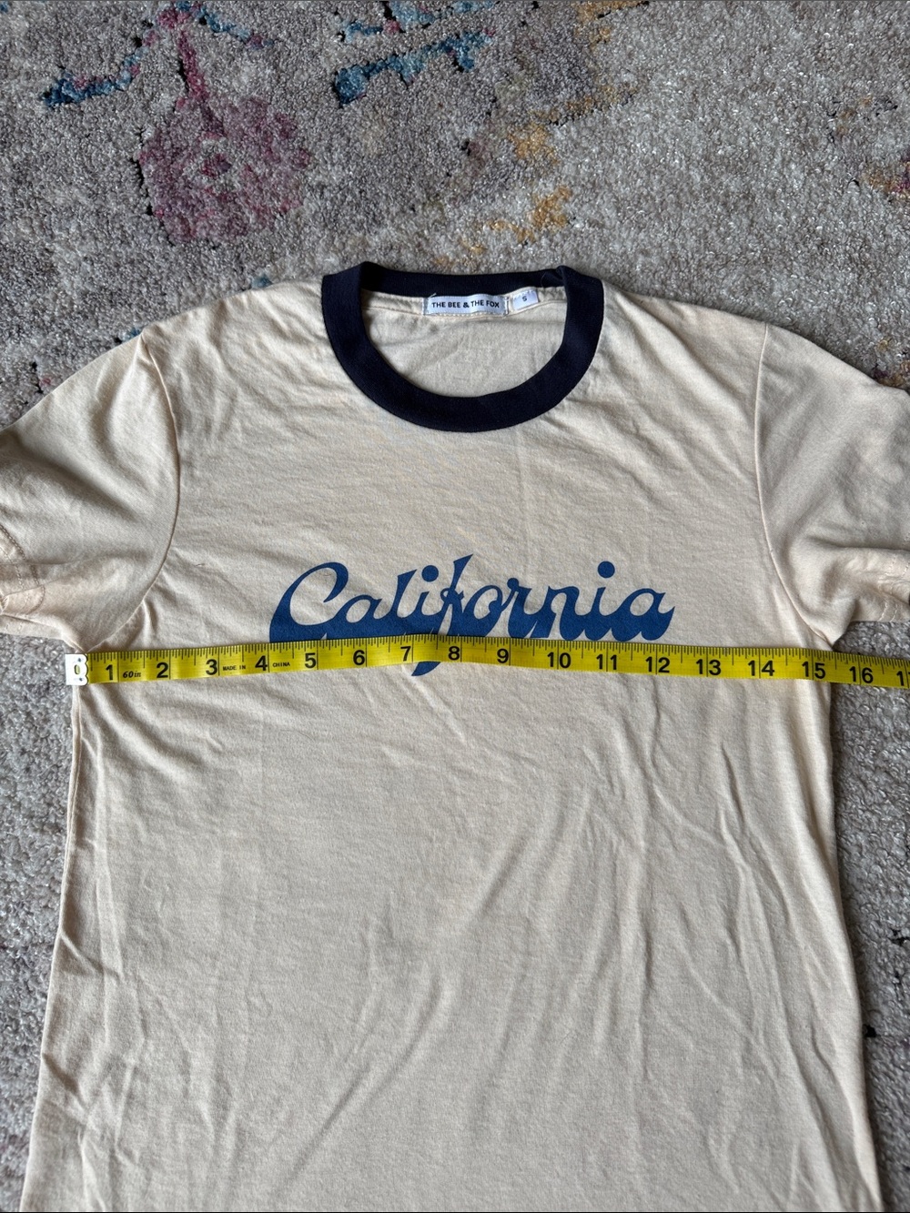 California Script Ringer Tee - Cream with Navy - Picture 4 of 6